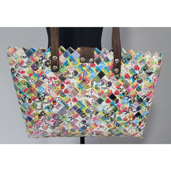 Nahui Ollin Candy Wrapper Peace Sign Love Doves Hippy‎ Retro Unique Purse READ - Picture 6 of 16